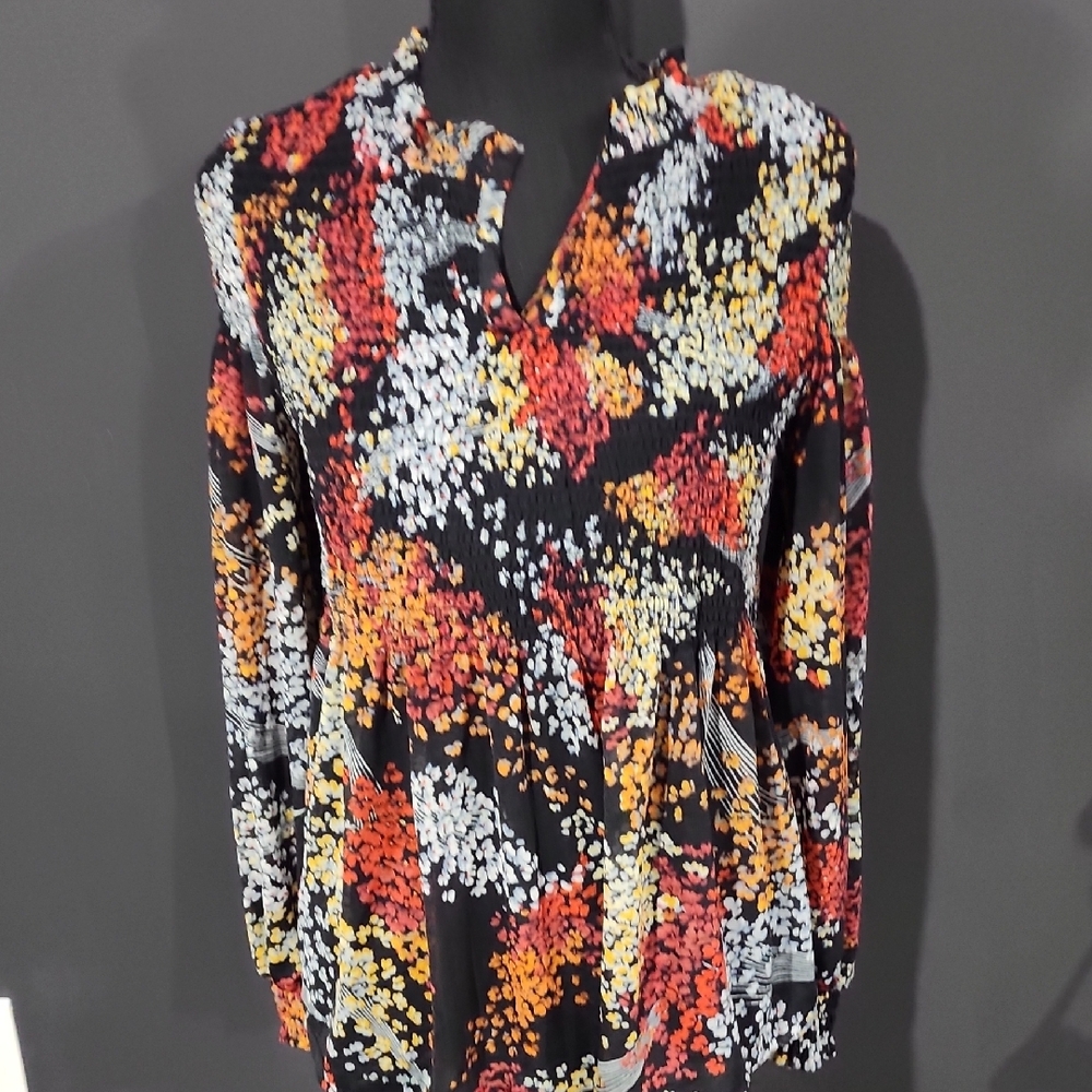 Colorful Floral Long Sleeve Anthropologie Blouse